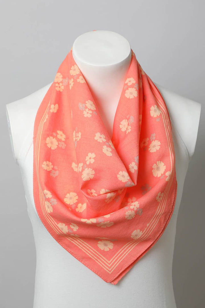 Floral Lightweight Bandana - Online Sales Favorite 🖥️: Coral