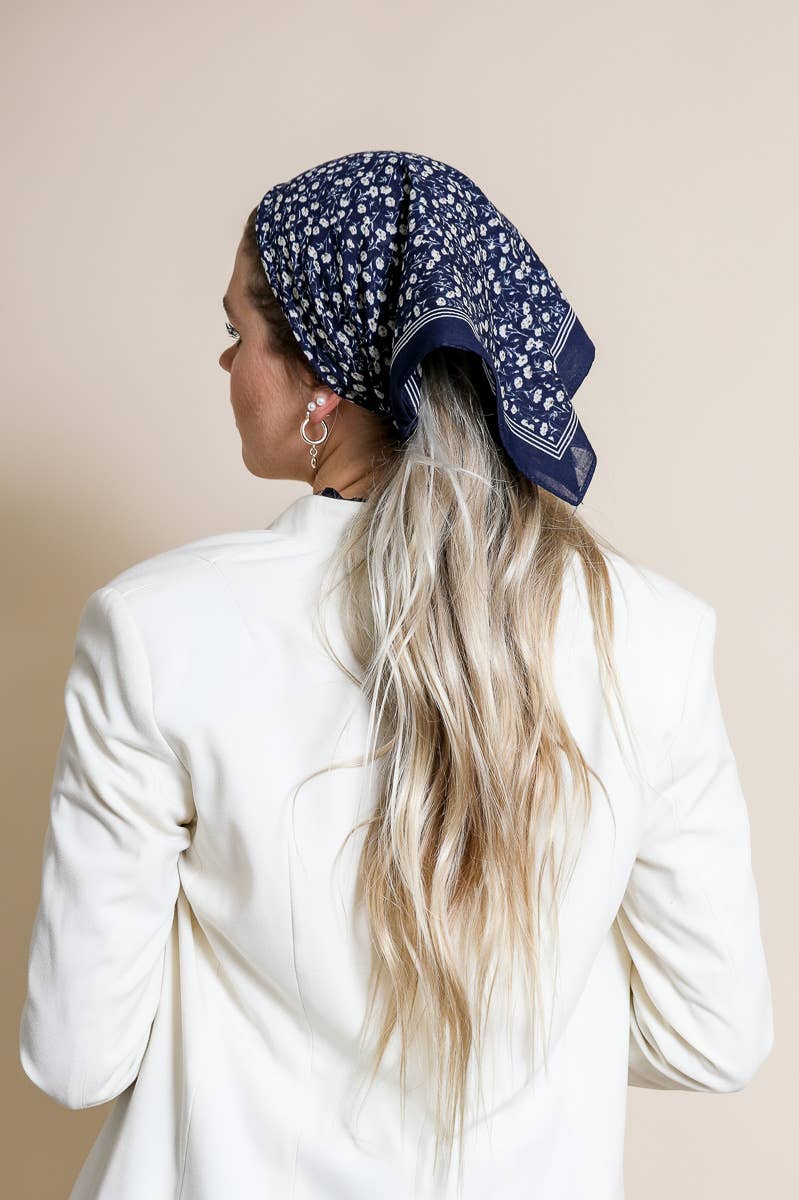 Cotton Field of Flowers Bandana - Muted Color Tones: Rose
