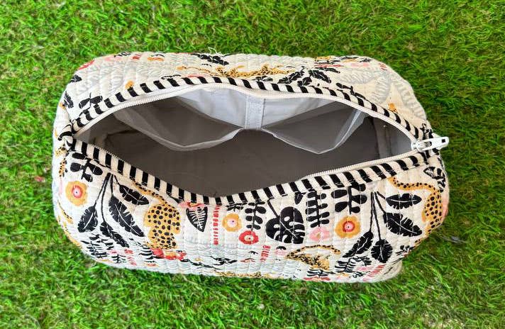 Handprinted Indian Cotton Cosmetic Bag Quilted Toiletry Bags
