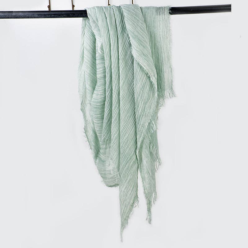Scarvii - Farmhouse Style Cotton Linen Long Scarf & Shawl: GREEN