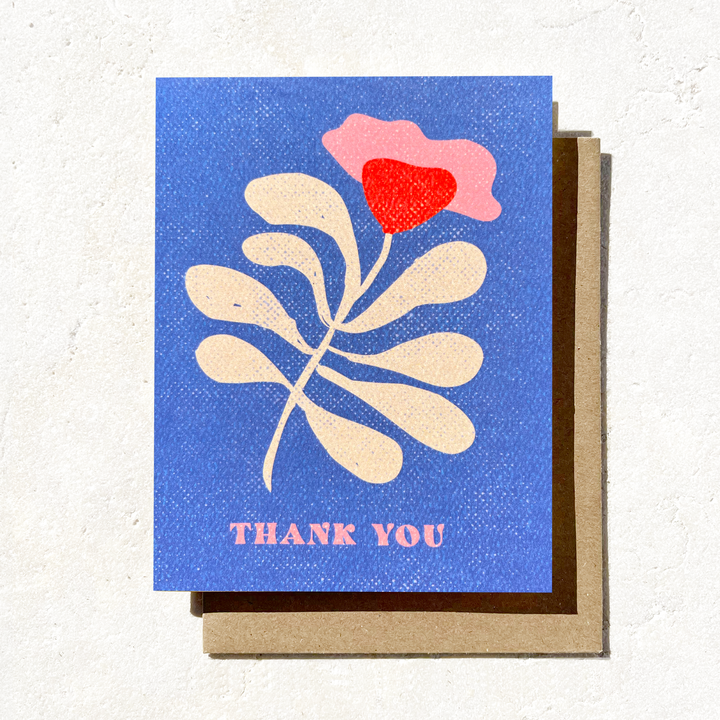 Thank you - Blue Abstract Floral Thank you Card - Beach card