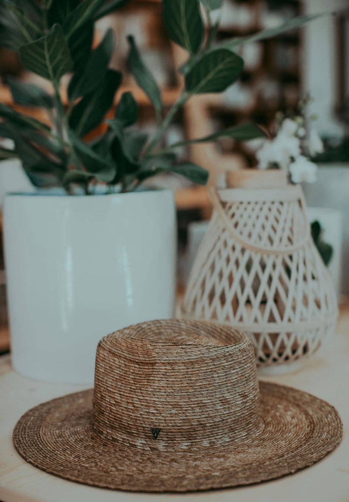 Sadie | Palm Straw Rancher Hat Wide Brim: S/M