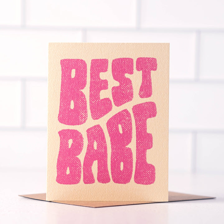 Best Babe - Pink Retro Birthday Card for Friend