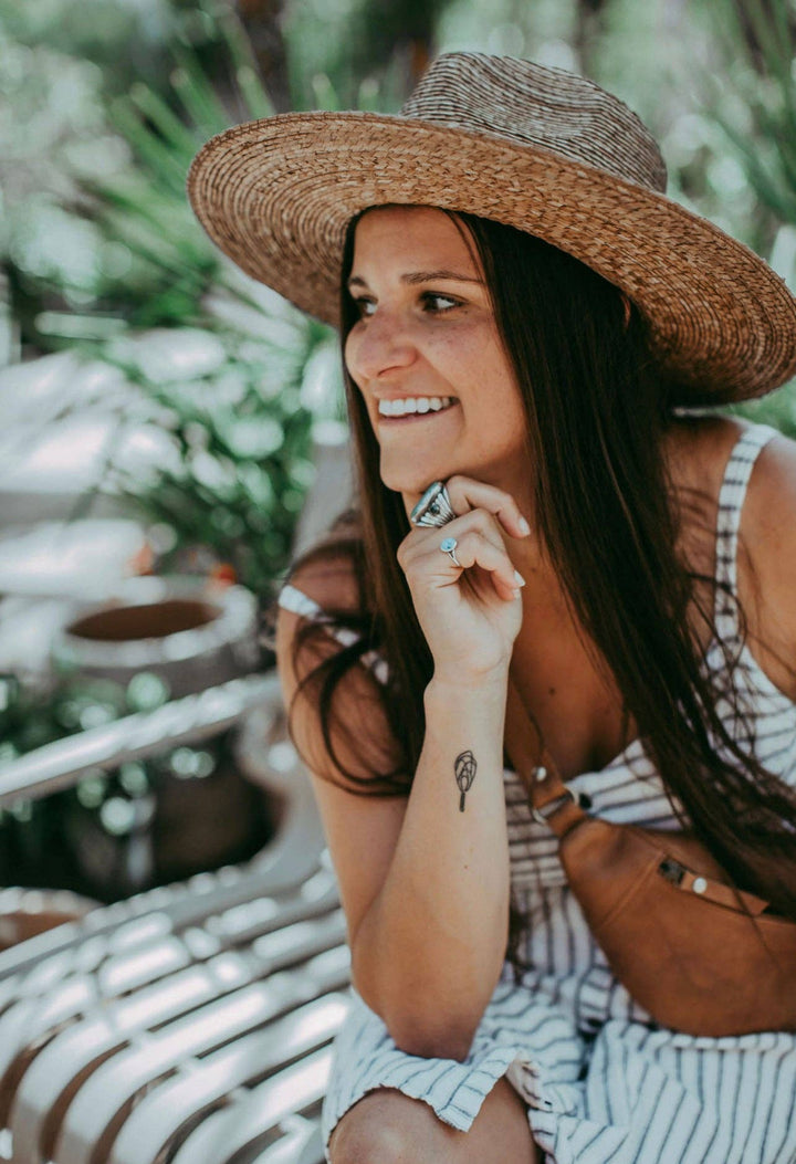 Sadie | Palm Straw Rancher Hat Wide Brim: S/M