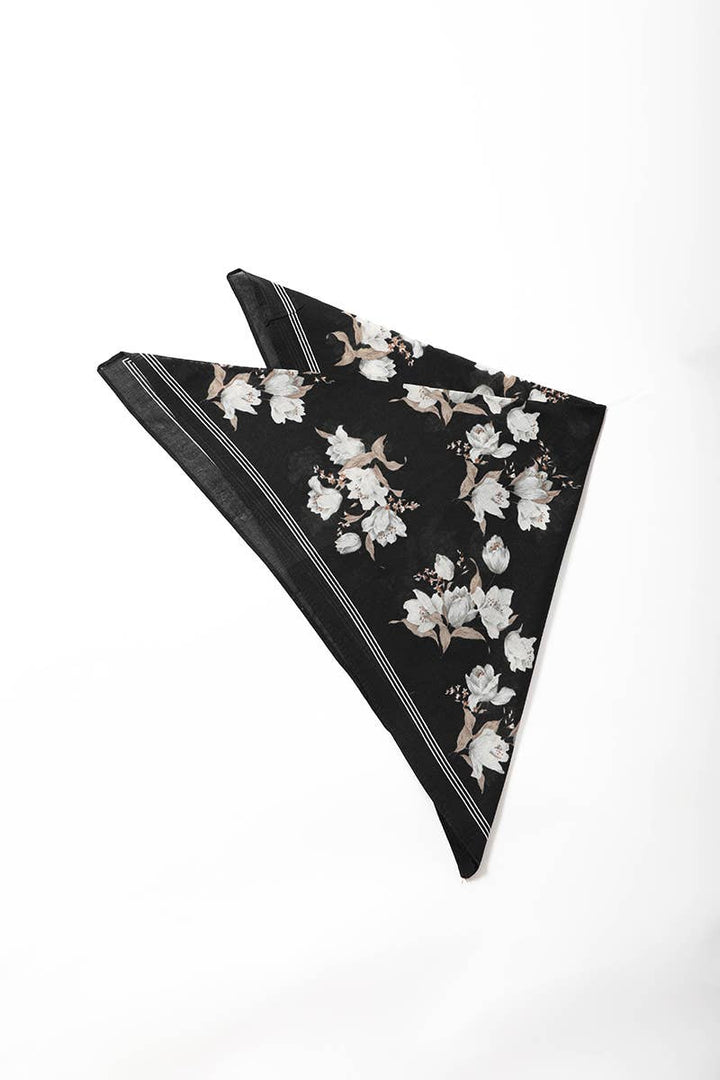 High-Quality Orchid Pattern Bandana - Ideal for All Seasons: Black
