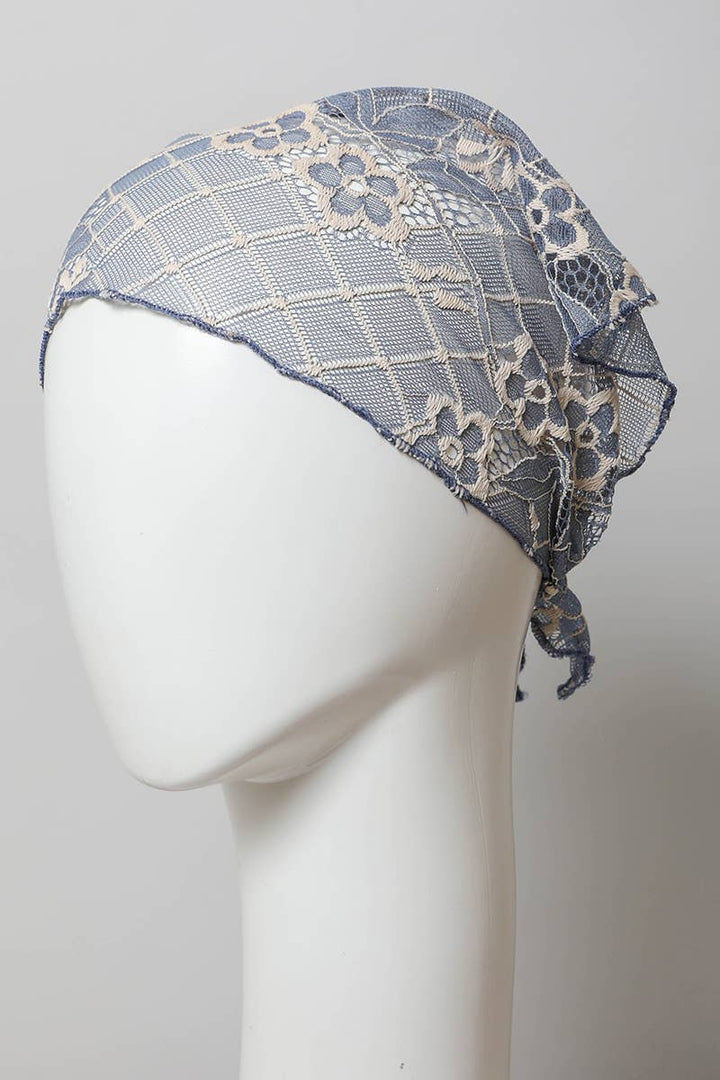 Chic Boho Lace Headscarf with Vintage Floral Patterns 💐: Peach