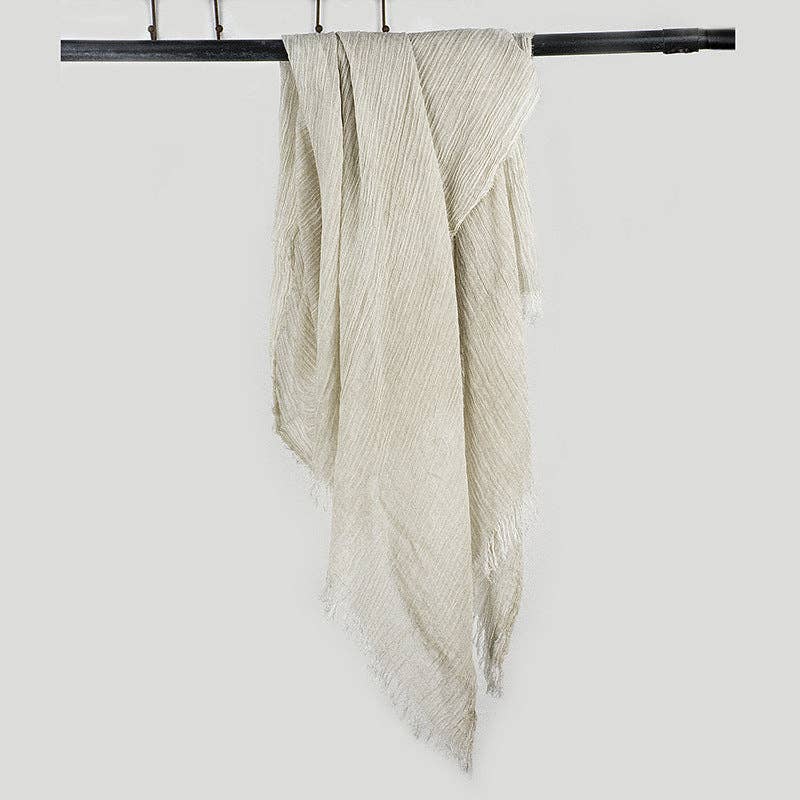 Scarvii - Farmhouse Style Cotton Linen Long Scarf & Shawl: KHAKI