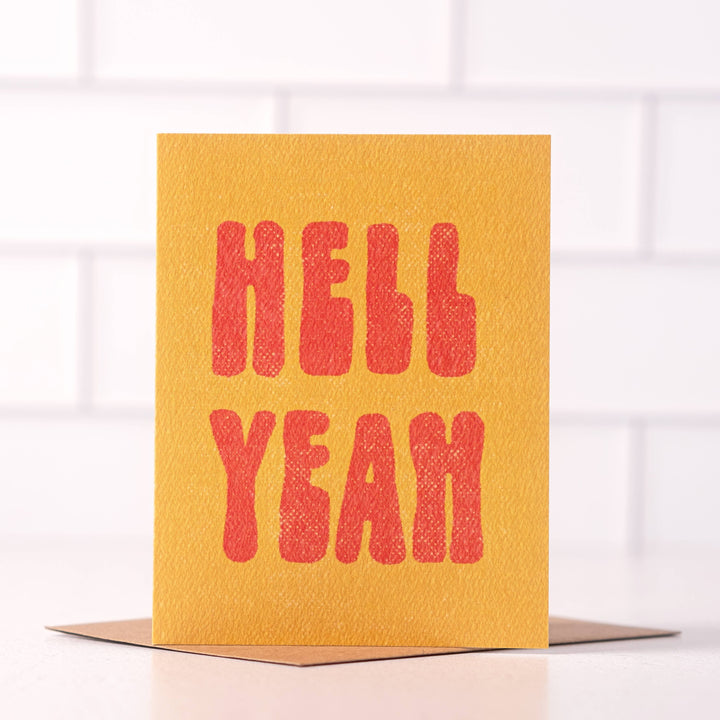 Hell Yeah - Retro Fun Congratulations Card for Fall - Yellow