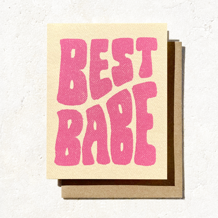 Best Babe - Pink Retro Birthday Card for Friend