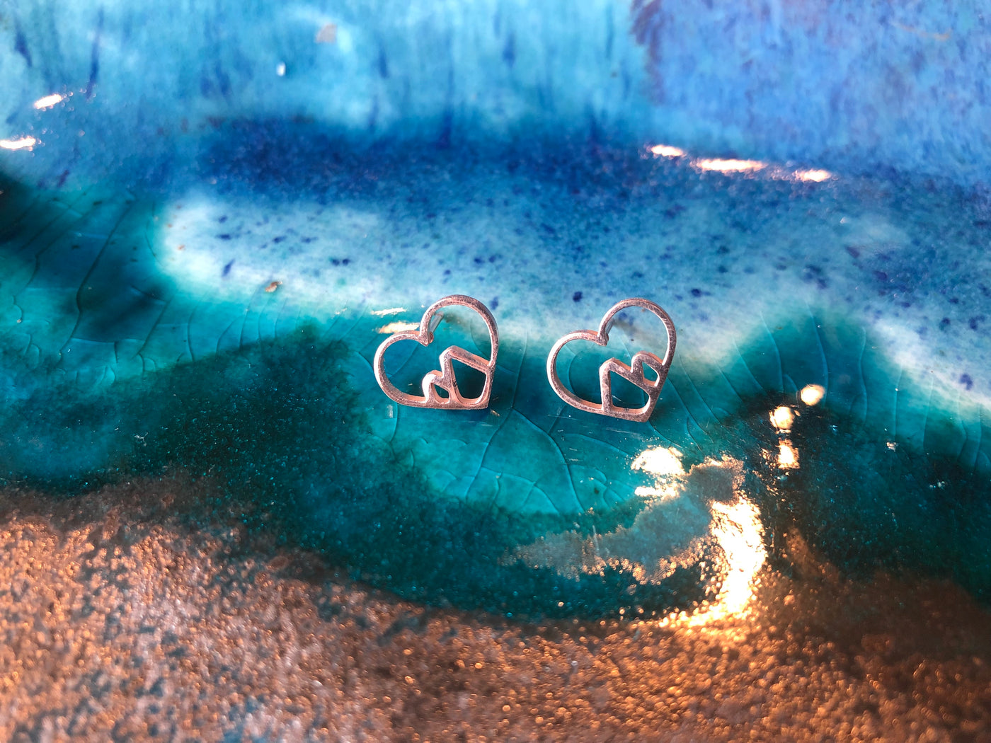 Stainless Steel Mountain Heart Earrings