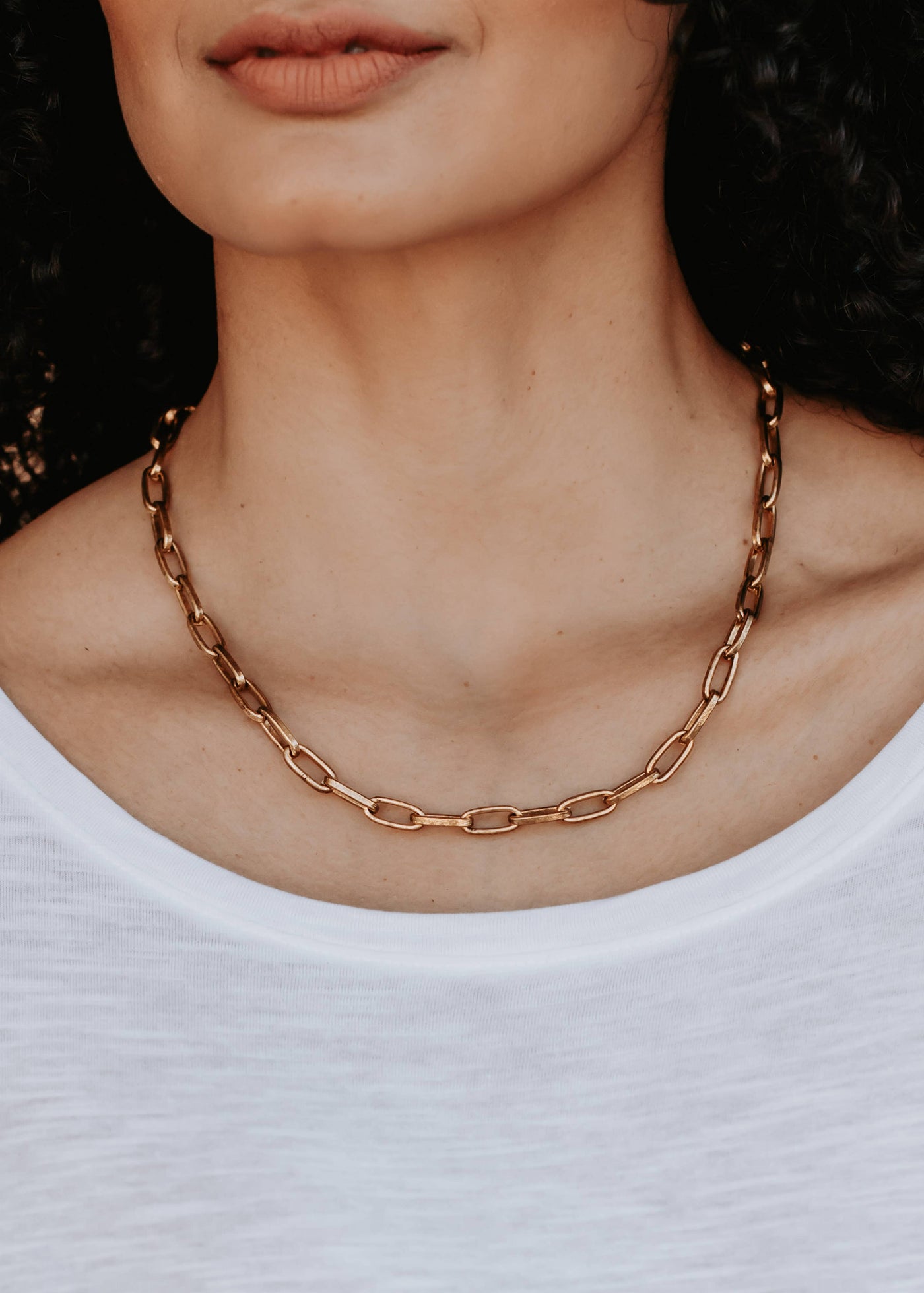 Gold Paperclip Chain Necklace - 20"